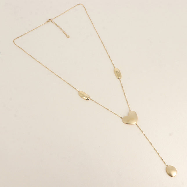 Y-shaped necklace - matte heart and geometric shapes