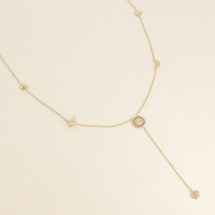 Collier Y - breloques galactiques (étoile, planète Jupiter, lune, soleil, éclipse)
