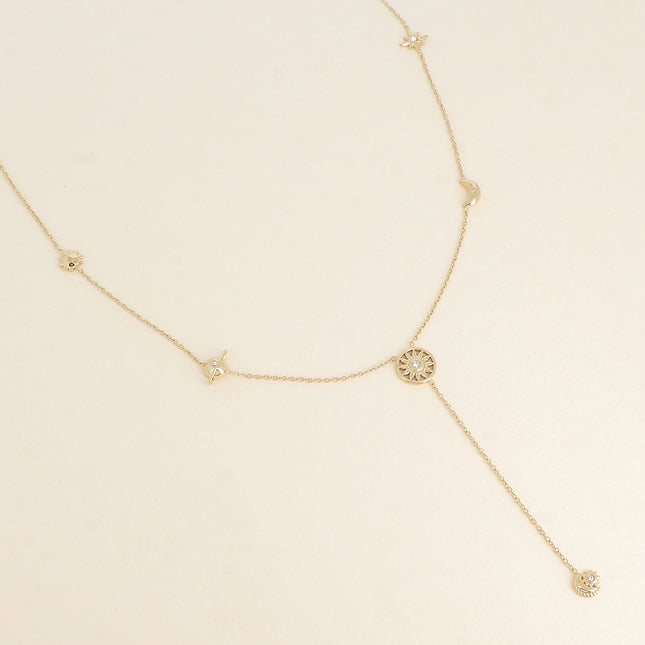 Y-shaped necklace - galactic charms (star, planet Jupiter, moon, sun, eclipse)