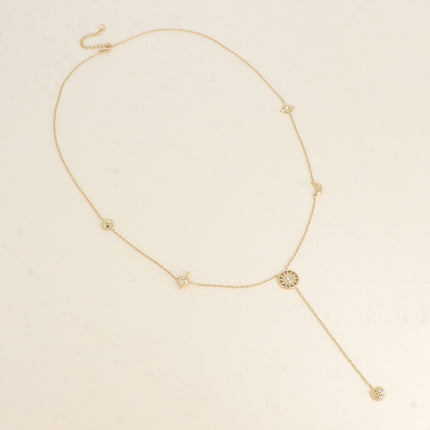 Collier Y - breloques galactiques (étoile, planète Jupiter, lune, soleil, éclipse)