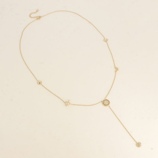 Y-shaped necklace - galactic charms (star, planet Jupiter, moon, sun, eclipse)