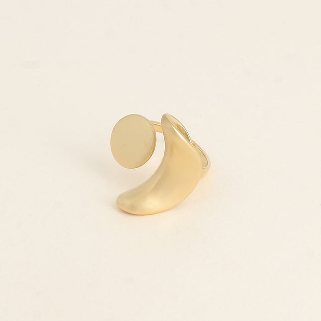 Bague ouverte - forme lunaire et rond effet mat