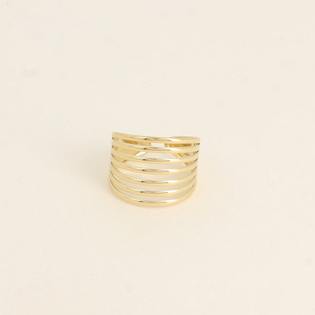 Bague large Daphne - 7 lignes ajourées