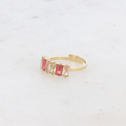 Bague - 6 cristaux rectangulaires