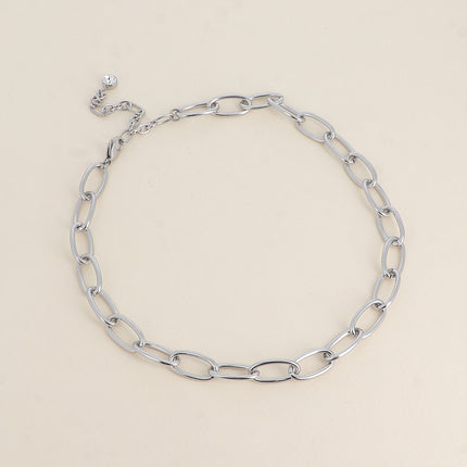 Collier - maille aux anneaux ovales larges et cristal taillé