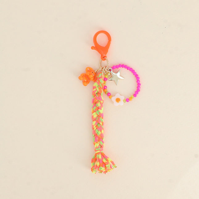 Handmade keychain - resin elephant, beads and braided cord