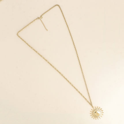 Sautoir - double maille et pendentif sous forme de soleil