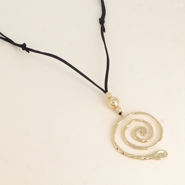 Sautoir sur cordon - pendentif spirale