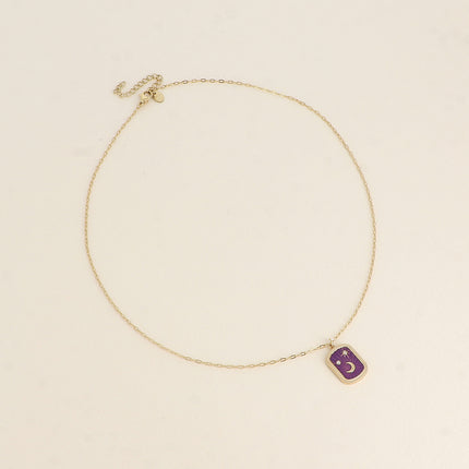Collier Aquila - plaquette en émail avec lune, étoiles et oxydes de zirconium