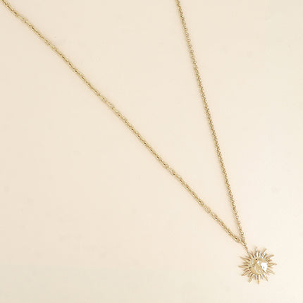 Long necklace - pendant in the shape of an eclipse (stars, moon and sun)