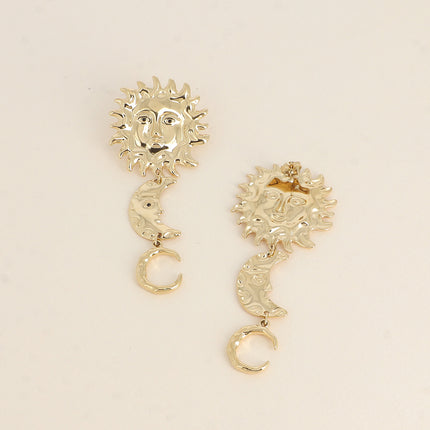 Dangle earrings - 3 pieces (sun, 2 moons)