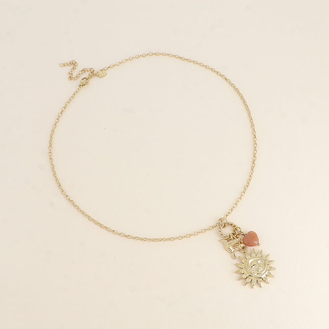 Necklace - 3 pieces (eclipse, sun, moon, heart pearl and bird)