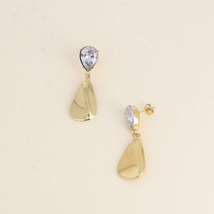 Boucles pendantes - cristal goutte et pampille goutte