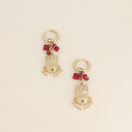 Créoles - perles et pendentif scarabée