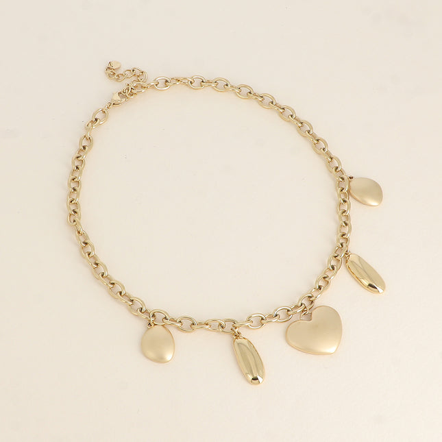 Necklace - heart with a matte finish and flat geometric shapes