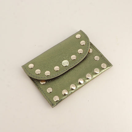 Pochette Rock - cloutée, véritable cuir de vachette, 1 compartiment