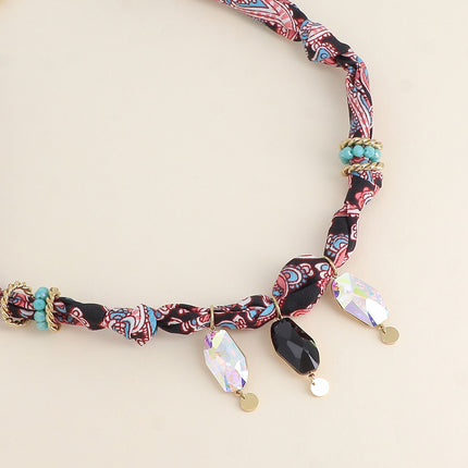 Collier sur tissu Tina - orné de 3 cristaux Swarovski®