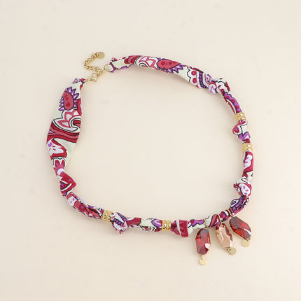 Collier sur tissu Tina - orné de 3 cristaux Swarovski®