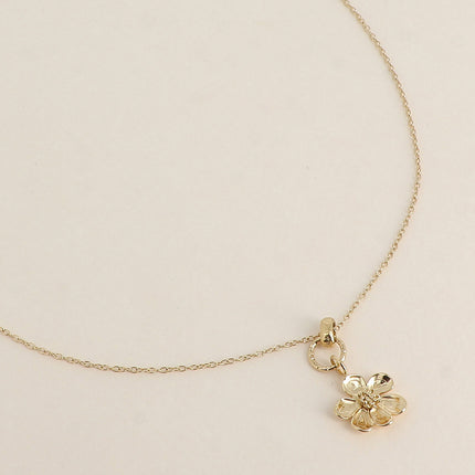 Collier - anneau texturé et fleur 40+5CM