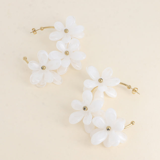 Creole earrings - resin flowers