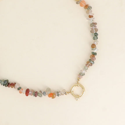 Collier sur fil - pierres naturelles et fermoir bouée
