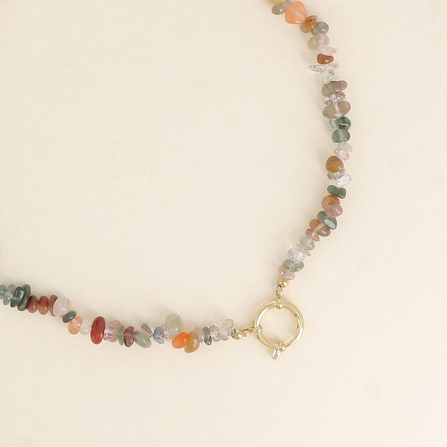 Necklace on a thread - natural stones and buoy clasp