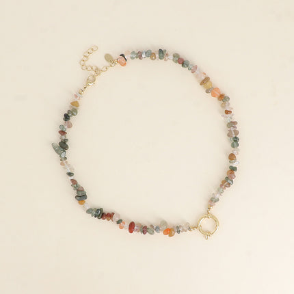 Collier sur fil - pierres naturelles et fermoir bouée