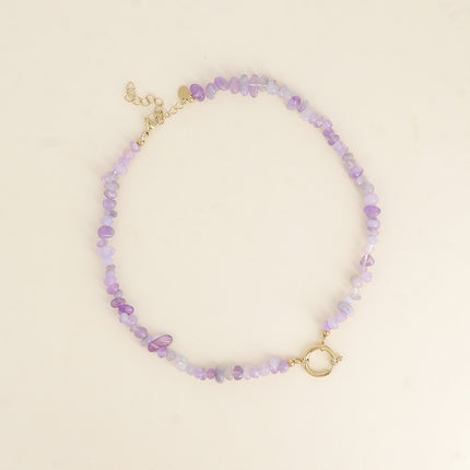 Collier sur fil - pierres naturelles et fermoir bouée