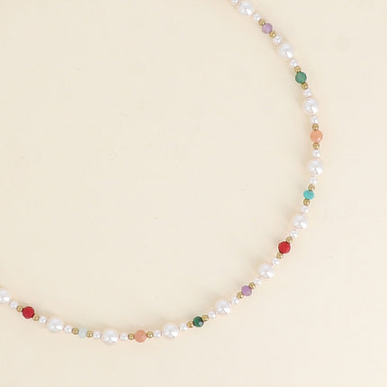 Collier sur fil - perles de résine, pierres naturelles et perles en acier inoxydable