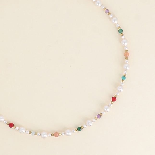 Collier sur fil - perles de résine, pierres naturelles et perles en acier inoxydable