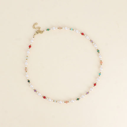 Collier sur fil - perles de résine, pierres naturelles et perles en acier inoxydable