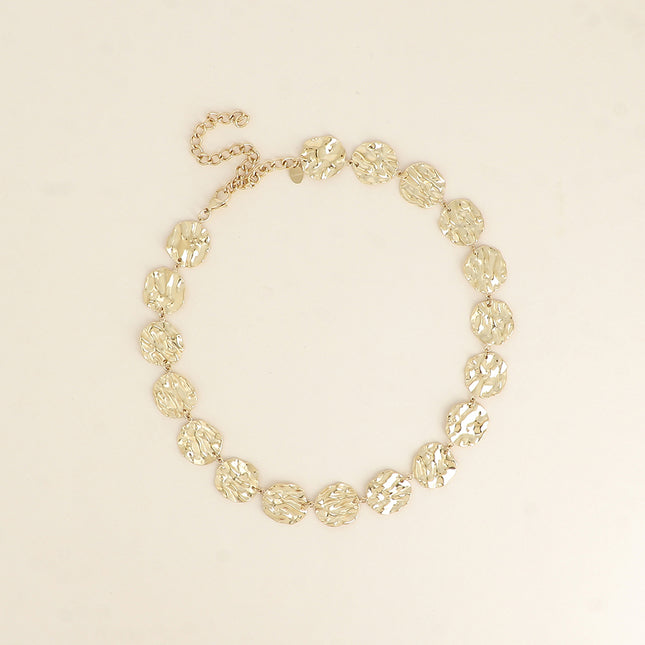 Collier - ras de cou, pièces rondes martelées