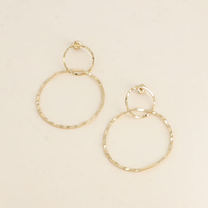 Dangling earrings - 2 thin, textured round rings