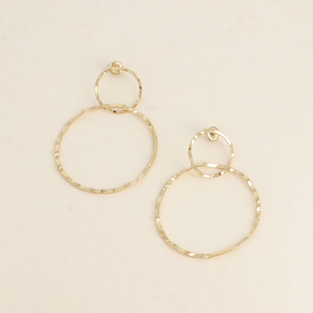 Boucles pendantes - 2 anneaux ronds fins et texturés