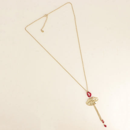 Collier - anneau de pierres naturelles et pendentif en forme de bouche