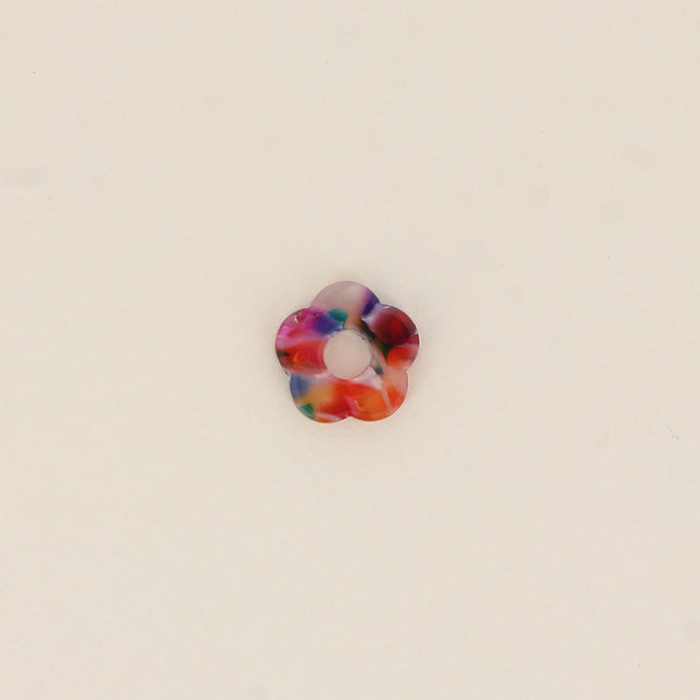 Perle de fleur plate en résine 15 mm, 10 pièces