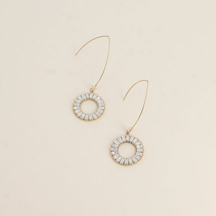 Boucles à crochet - anneau de cristaux rectangulaires et cristal toupie