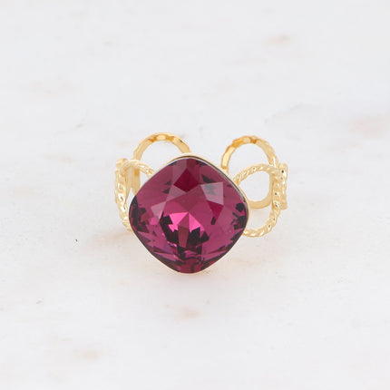 Bague Dasia - anneau aux cercles striés et orné de cristaux Swarovski®