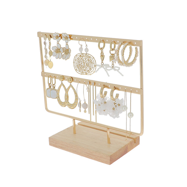 Kit de 22 (11+11) boucles - doré blanc - prix moyen de 8,30€/pr - Présentoir offert