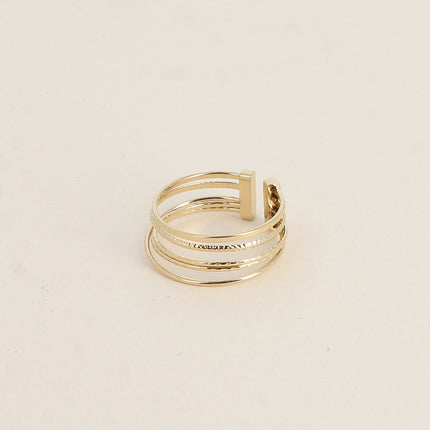 Bague - 5 anneaux lisses et striées
