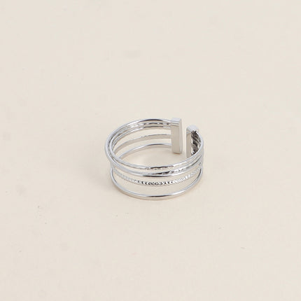 Bague - 5 anneaux lisses et striées