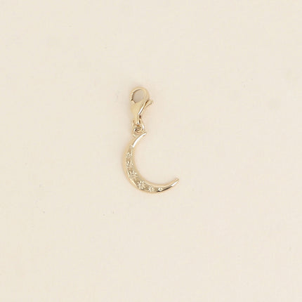 Charm - pendentif croissant de lune et étoiles gravées