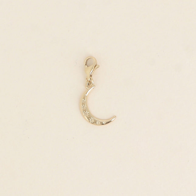 Charm - pendentif croissant de lune et étoiles gravées