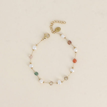 Bracelet - perles d'eau douce et de pierres naturelles
