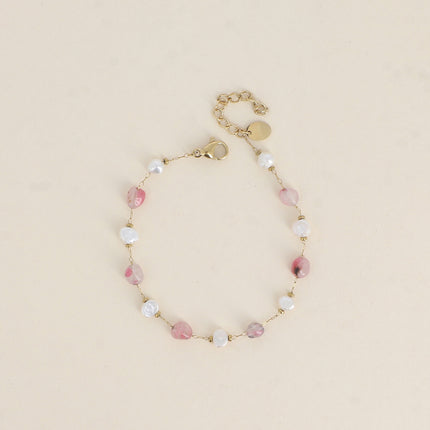 Bracelet - perles d'eau douce et de pierres naturelles