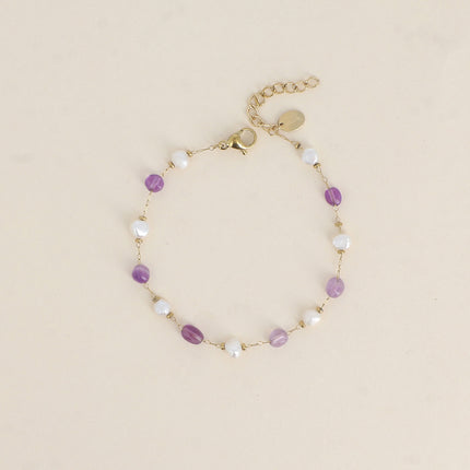 Bracelet - perles d'eau douce et de pierres naturelles