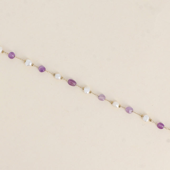 Bracelet - perles d'eau douce et de pierres naturelles