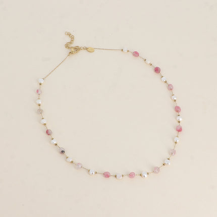 Collier - perles d'eau douce et de pierres naturelles