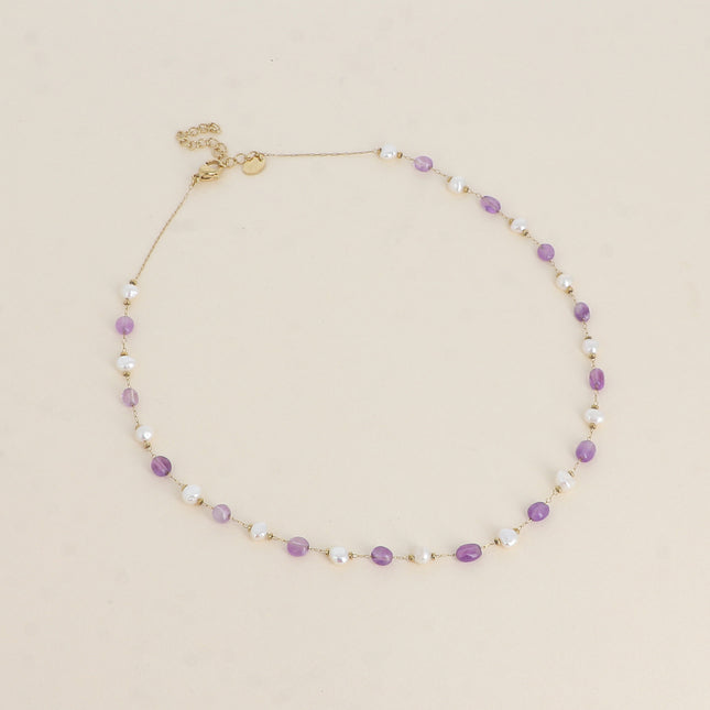 Collier - perles d'eau douce et de pierres naturelles