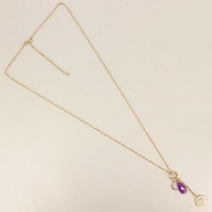 Sautoir - anneau et pendentif médaillon galactique, pierre naturelle goutte avec étoile et croissant de lune